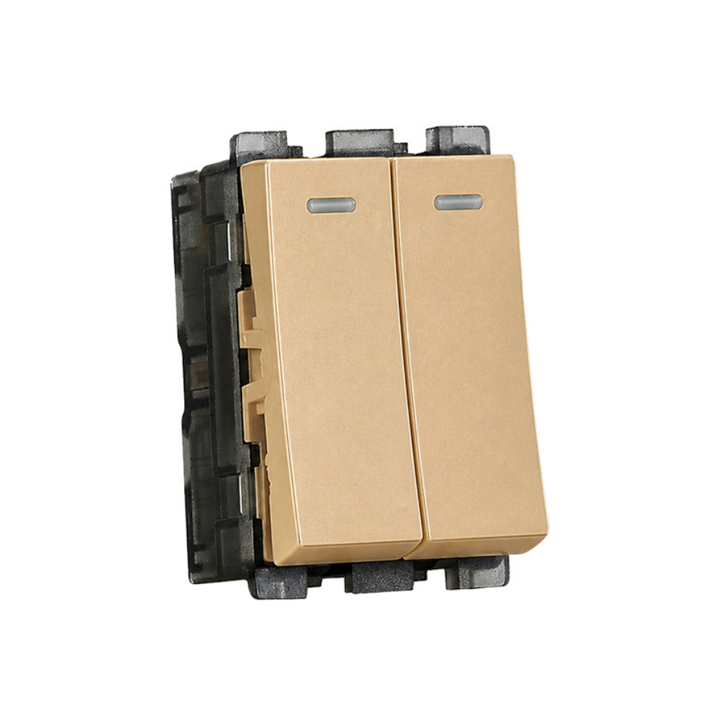 Tiana 2Gang 1Way Switch 24mm - Champagne