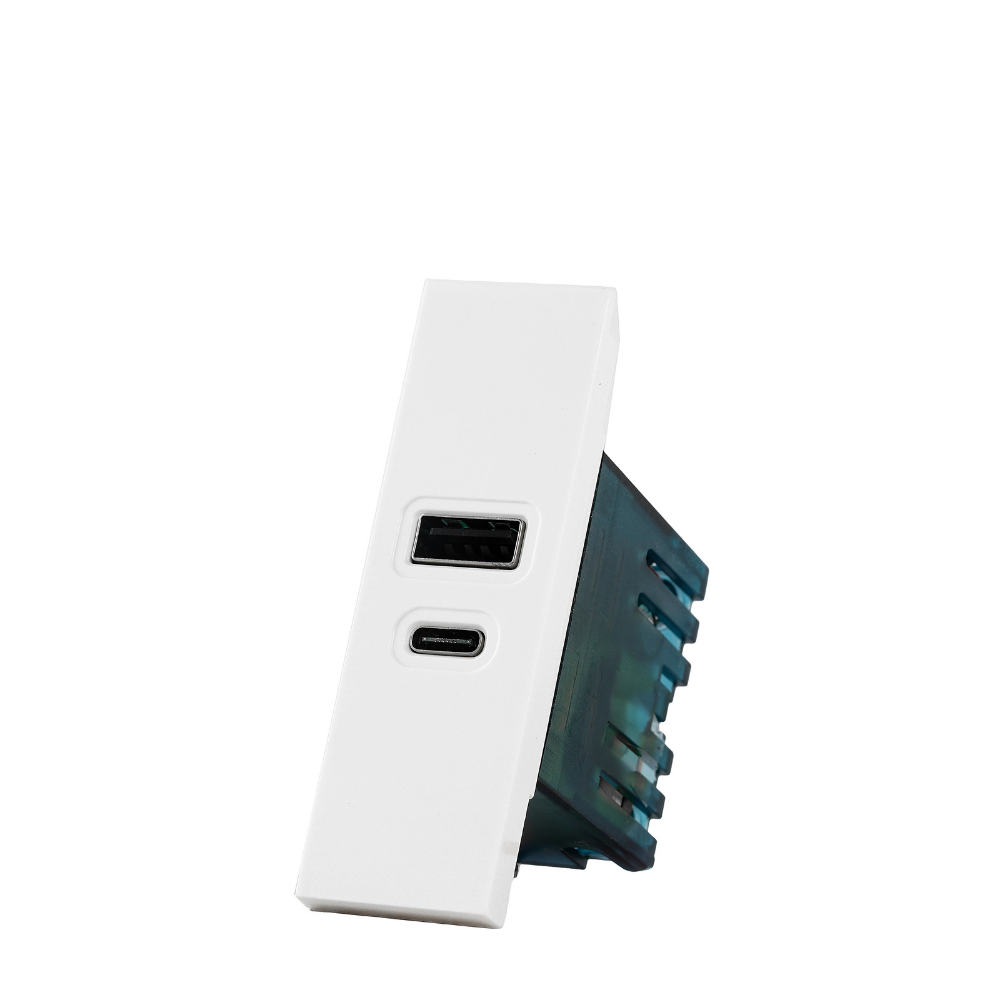 Mega On Double USB（A+TYPE C）24mm - White