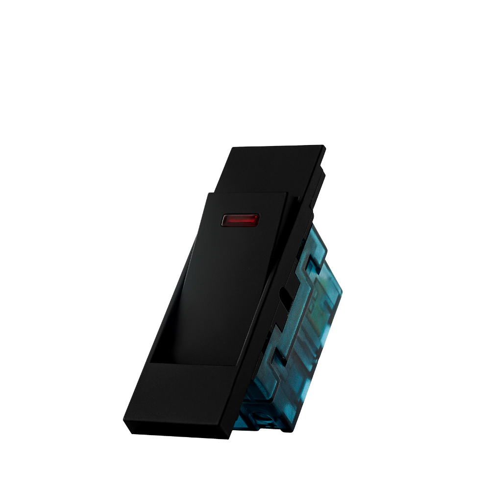 Mega On 1Gang 1 Way Switch with neon 24mm - Matte Black