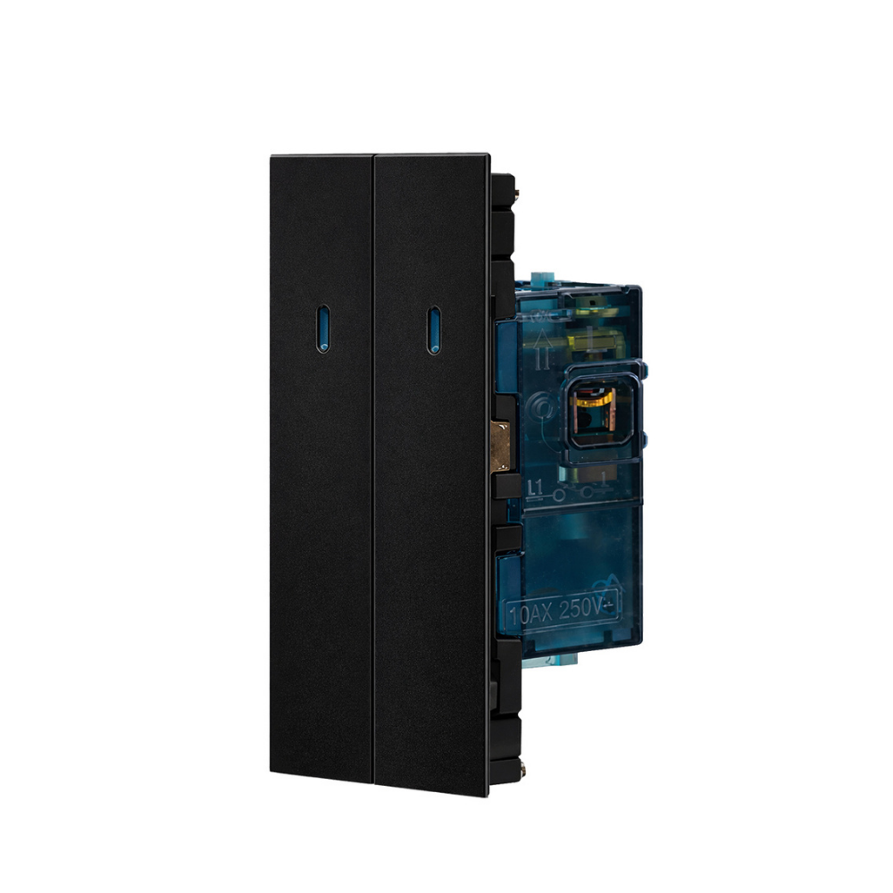 Mega On 2Gang 1Way Switch 24mm - Matte Black