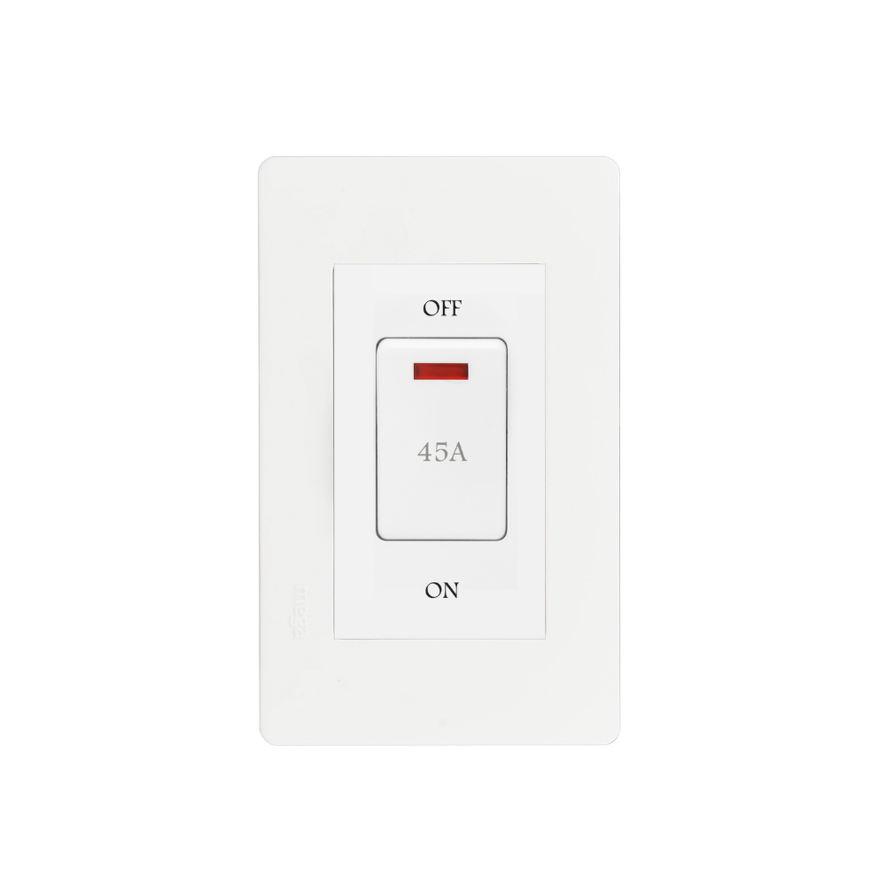 Tiana Vertical Complete Air Conditioner Switch 45 Amp 72 mm - White