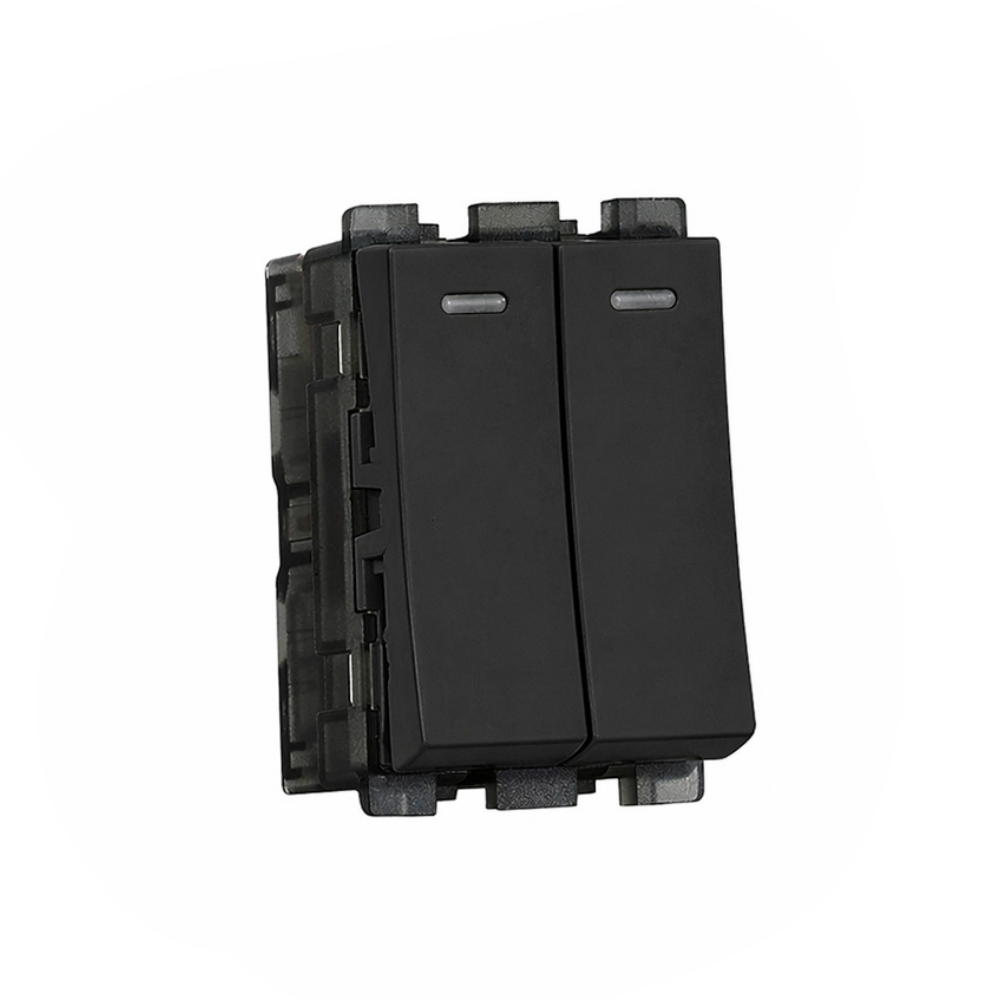 Tiana 2Gang 1Way Switch 24mm - Matte Black