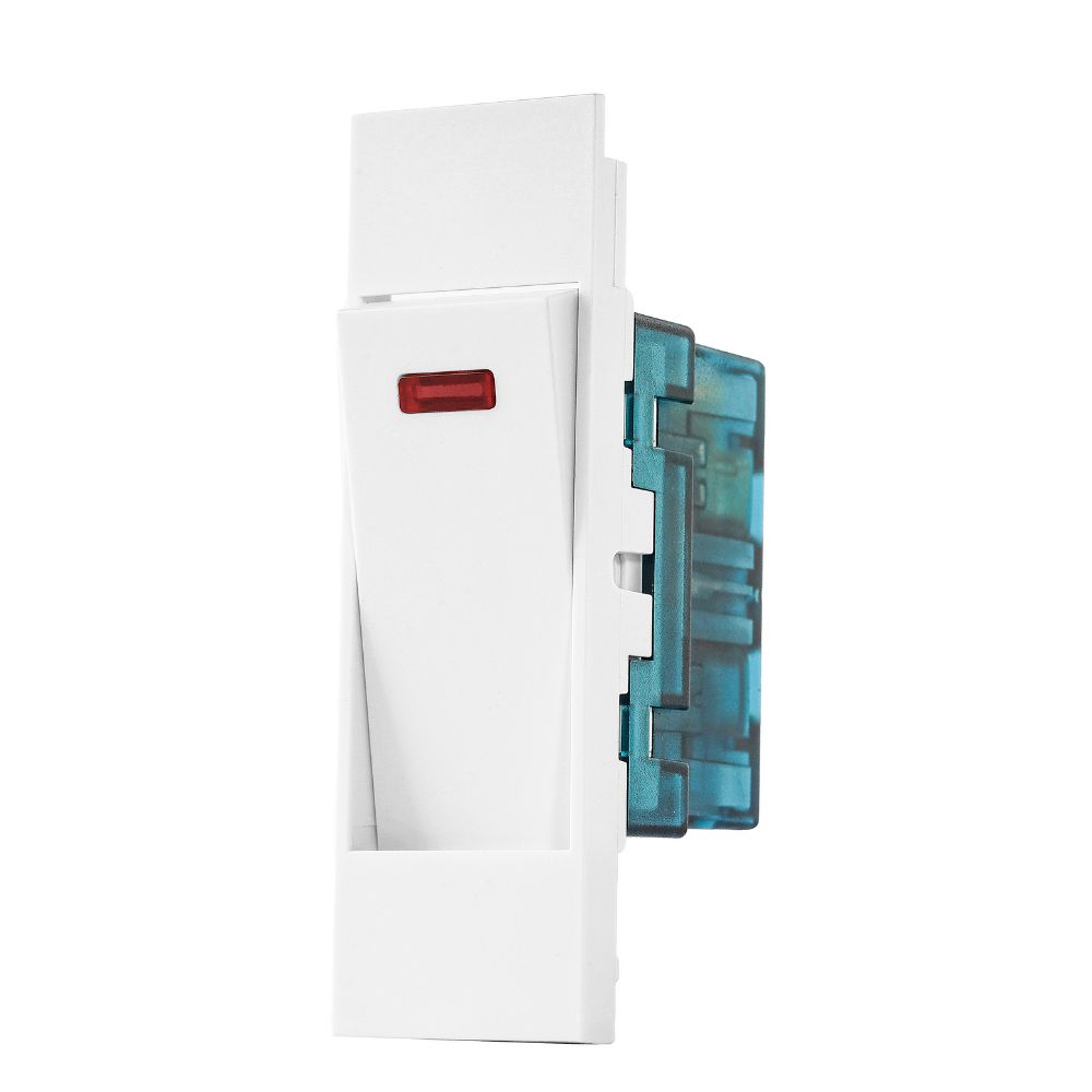 Mega On 1Gang 1 Way Switch with neon 24mm - White