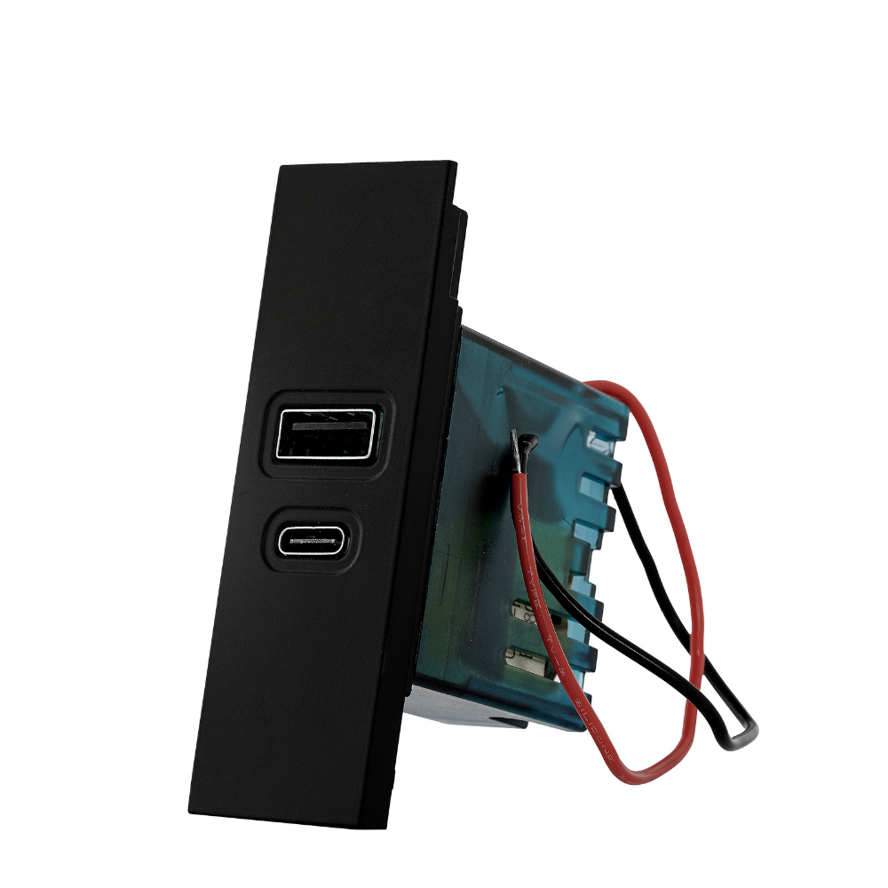 Mega On Double USB（A+TYPE C）24mm - Matte Black